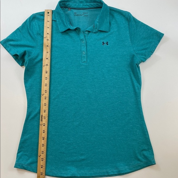 Under Armour Women’s Teal Heat Gear Fitted Polo Shirt Sz L - Picture 3 of 5